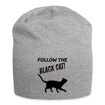 Chat noir - Bonnet en jersey - gris chiné - Devant