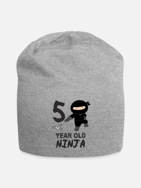 Ninja 5 years Happy Birthday - Jersey Beanie - heather grey