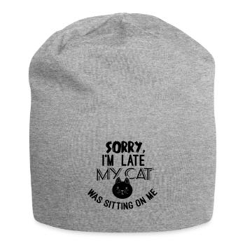 Funny cat gift - Jersey Beanie - heather grey - Front