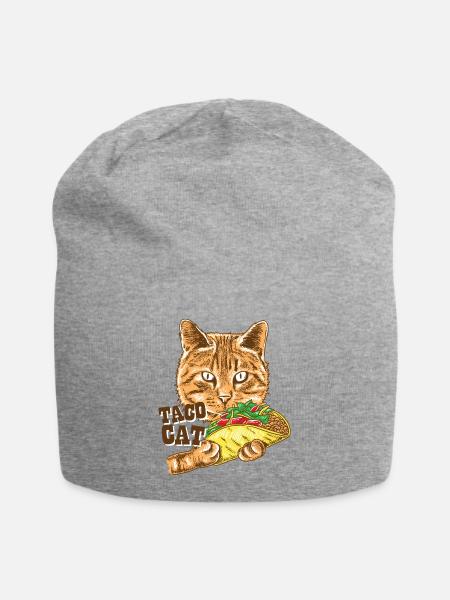 Taco Cat Lieblingsessen Adorable Animals Mexican - Jersey-Beanie - Grau meliert