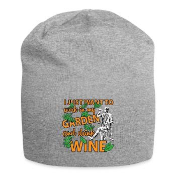 Ich möchte nur in meinem Garten trinken Wein Shirt arbeiten - Jersey-Beanie - Grau meliert - Vorne