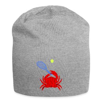 Tennis player crab sea creatures gifts - Jersey Beanie - heather grey - Front