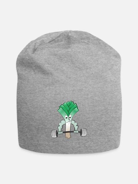 Lauch Fitness Bodybuilder hebt Gewichte - Jersey-Beanie - Grau meliert