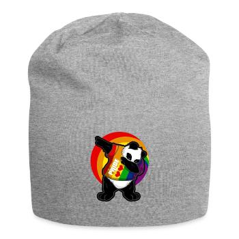 Pride Dabbing Dab Panda LGBT - Jersey Beanie - heather grey - Front
