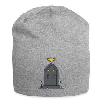 Grabstein R.I.P Halloween Fledermaus Geschenk Idee - Jersey-Beanie - Grau meliert - Vorne