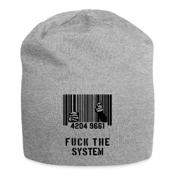 FUCK THE SYSTEM Barcode Prison - Jersey Beanie - heather grey - Front