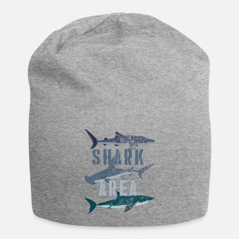 Shark Area - whale shark, hammerhead shark, great white shark - Jersey Beanie - heather grey