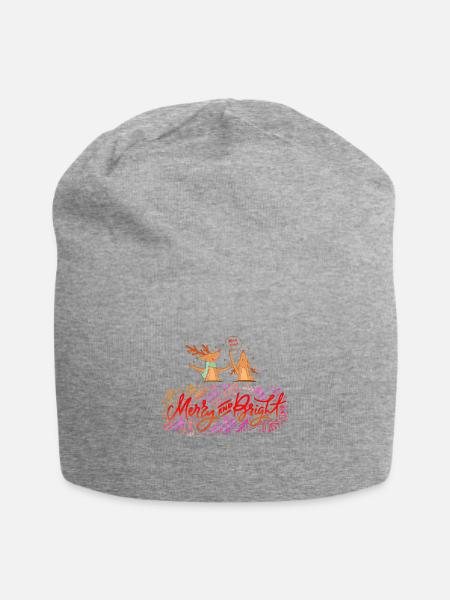 Christmas - Merry and Bright - Jersey Beanie - heather grey