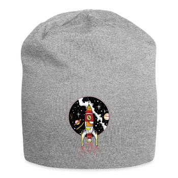 Retro- Raketenschiff, das WeltraumShuttle anläuft - Jersey-Beanie - Grau meliert - Vorne