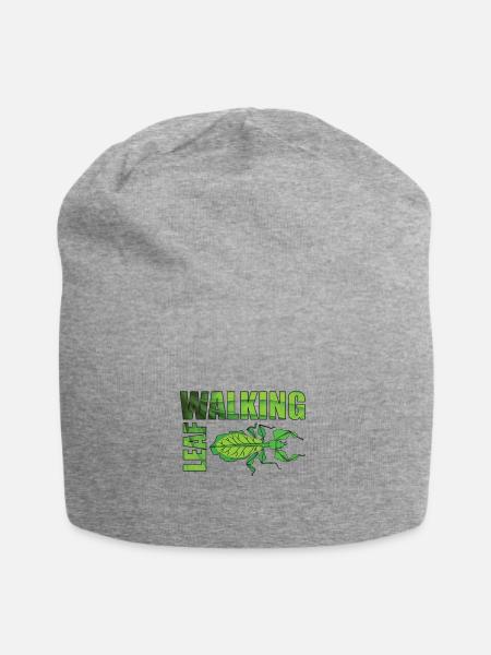 Wandelndes Blatt mit Schriftzug - Jersey-Beanie - Grau meliert