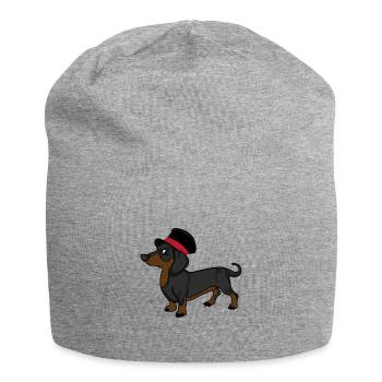 Teckel élégant avec propriétaire de chien cadeau cylindre - Bonnet en jersey - gris chiné - Devant