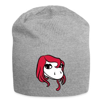 kopf gesicht weiblich frau huebsch girl maedchen s - Jersey-Beanie - Grau meliert - Vorne