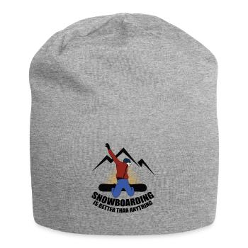 Snowboard ist besser als alles andere - Jersey-Beanie - Grau meliert - Vorne