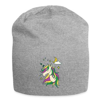 Licorne avec lune et étoiles - Bonnet en jersey - gris chiné - Devant