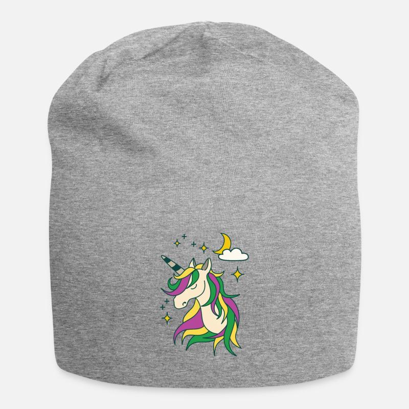 Licorne avec lune et étoiles - Bonnet en jersey - gris chiné