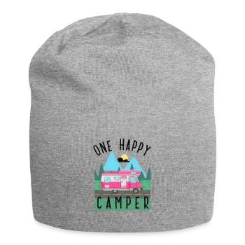 one happy camper trailer motorhome camping gift - Jersey-Beanie - Grau meliert - Vorne