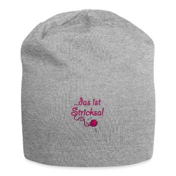 Cadeau tricot mignon disant aiguille à tricoter - Bonnet en jersey - gris chiné - Devant