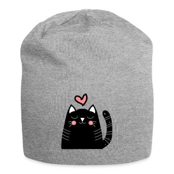 Katze Katzen Mietze Liebeskatze als Geschenk - Jersey-Beanie - Grau meliert - Vorne
