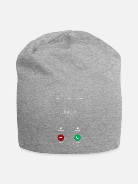 Jesus Is Calling Gott Ruft Religion Bibel Geschenk - Jersey-Beanie - Grau meliert
