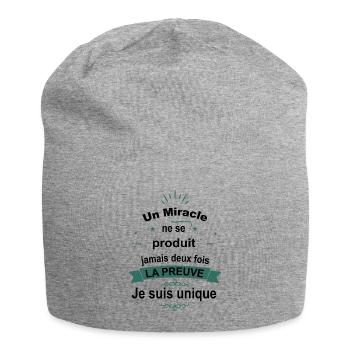 Citation Drôle • Je suis Unique • Miracle Cadeaux - Bonnet en jersey - gris chiné - Devant
