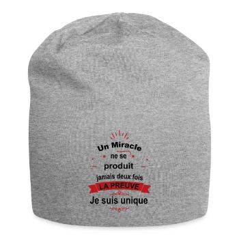 Citation Drôle • Je suis Unique • Miracle Cadeaux - Bonnet en jersey - gris chiné - Devant