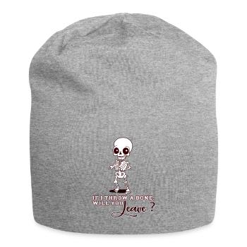 If I Throw a Bone Tshirt Hingucker 💀 Geschenkidee - Jersey-Beanie - Grau meliert - Vorne