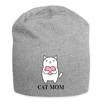 Cat Mom - Katzen Mama - Jersey Beanie - heather grey - Front