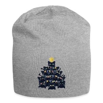 Sapin de Noël fait de chats noirs - Bonnet en jersey - gris chiné - Devant
