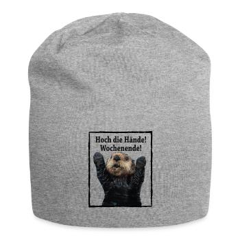 Biber Hoch die Hände! Wochenende! - Jersey-Beanie - Grau meliert - Vorne