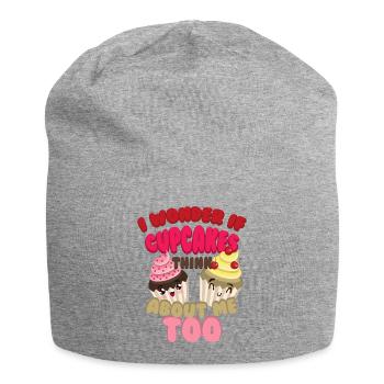 I WONDER IF CUPCAKES THINK ABOUT ME TOO - Jersey Beanie - heather grey - Front