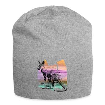 T-shirt kangourou kangourou kangourou kangourou - Bonnet en jersey - gris chiné - Devant