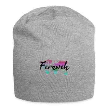 Wanderlust World Map Gift Backpacker Nomad Travel - Jersey Beanie - heather grey - Front