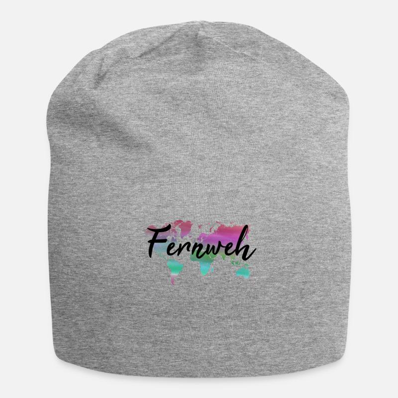 Fernweh Weltkarte Geschenk Backpacker Nomade Reise - Jersey-Beanie - Grau meliert