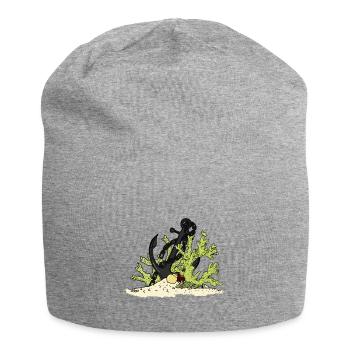 Belle ancre sur le fond marin avec un cadeau de coquillages - Bonnet en jersey - gris chiné - Devant