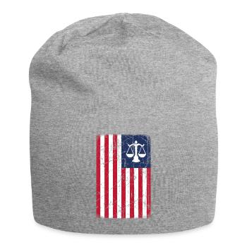 lawyer justice justice usa america flag proudly hei - Jersey Beanie - heather grey - Front