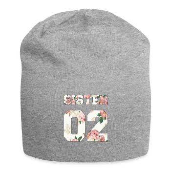 Schwester 02 Geschenk 2002 Zahl Geschenkidee - Jersey-Beanie - Grau meliert - Vorne