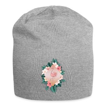 Flamingo Hawaii Rose Blume Flower Tropic tropical - Jersey-Beanie - Grau meliert - Vorne