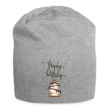 happy birthday cake cake gift congratulations - Jersey Beanie - heather grey - Front