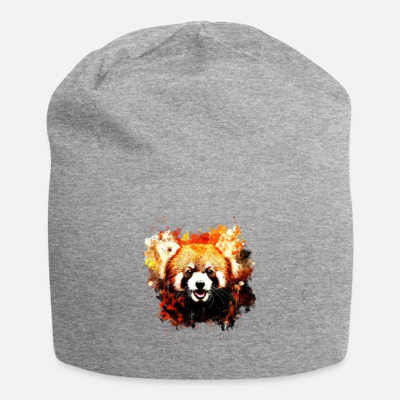 Red Panda portrait ws std - Jersey Beanie - heather grey