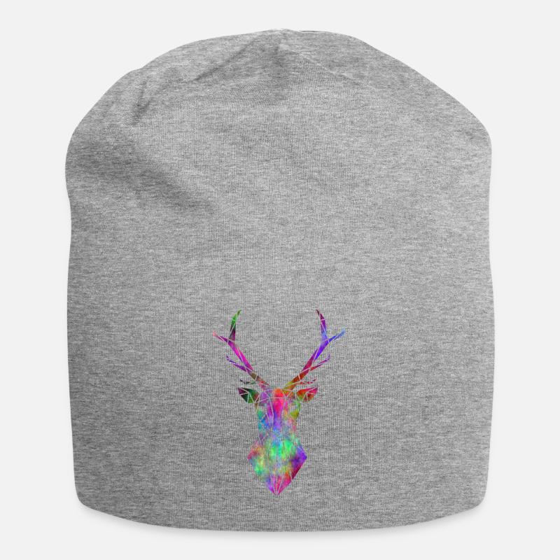 Psychedelischer geometrischer Hirsch - Jersey-Beanie - Grau meliert