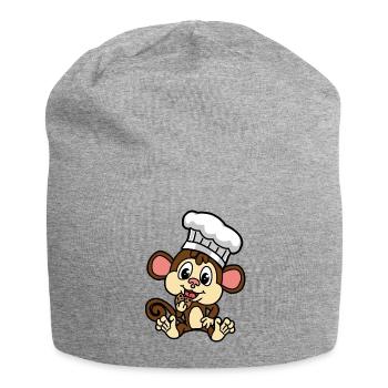 Lustiger kleiner Affe mit Keks kleiner Baecker - Jersey-Beanie - Grau meliert - Vorne
