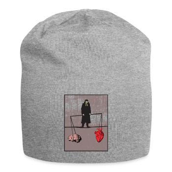 Heart and brain in balance - Jersey Beanie - heather grey - Front