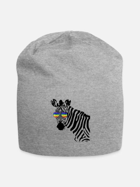 Zebra mit Regenbogen Brille CSD LGBTQ Pride Shirt - Jersey-Beanie - Grau meliert