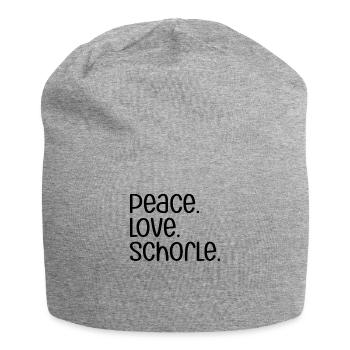 Peace Love Schorle | Pfälzer Dialekt, Pfälzisch - Jersey-Beanie - Grau meliert - Vorne