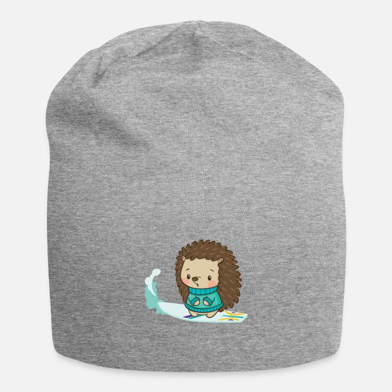 Surfer hedgehog - Jersey Beanie - heather grey