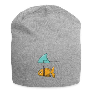 Fish with shark fin - Jersey Beanie - heather grey - Front