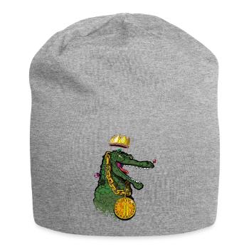 Crocodile avec chaine et couronne - Bonnet en jersey - gris chiné - Devant