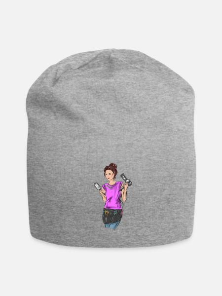 Friseurin - Jersey-Beanie - Grau meliert