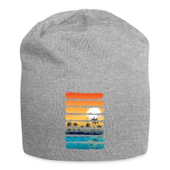 Été Soleil Palm Tree Beach Océan Artistique - Bonnet en jersey - gris chiné - Devant