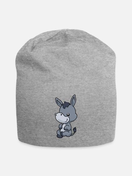 Kleiner Comic Esel - Jersey-Beanie - Grau meliert